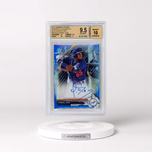 2017 Bowman Chrome Prospect Autographs Blue Refractors #CPAYD Yusniel Diaz (BGS 9.5 GEM MINT)