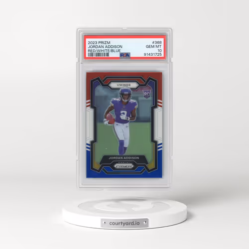 2023 Panini Prizm #368 Jordan Addison - Red/White/Blue Prizm (PSA 10 GEM MINT)