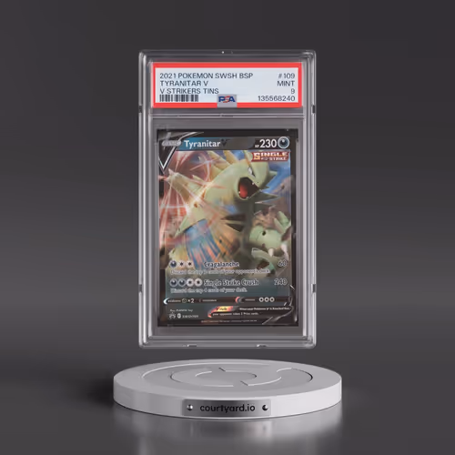 2021 Pokémon Swsh Black Star Promo #109 Tyranitar V - Holo V Strikers Tins (PSA 9 MINT)