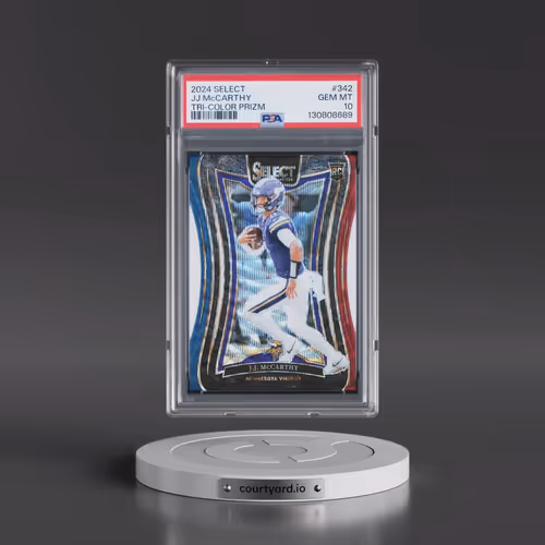 2024 Panini Select #342 JJ McCarthy - Tri-Color Prizm (PSA 10 GEM MINT)