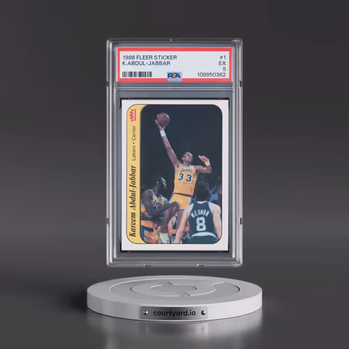 1986 Fleer Sticker #1 Kareem Abdul-Jabbar (PSA 5 EX)