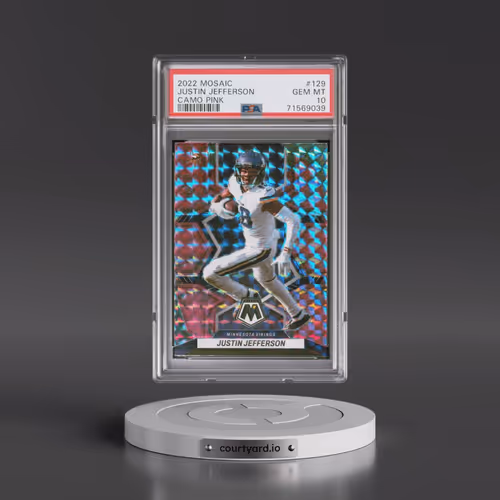 2022 Panini Mosaic #129 Justin Jefferson - Camo Pink (PSA 10 GEM MINT)