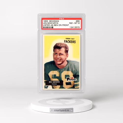 1955 Bowman #86 Len Szafaryn - Listed As Ben on Front (PSA 8 NM-MT)