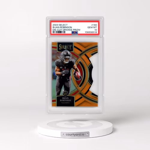 2023 Panini Select #180 Bijan Robinson - Die-Cut Orange Prizm (PSA 10 GEM MINT)
