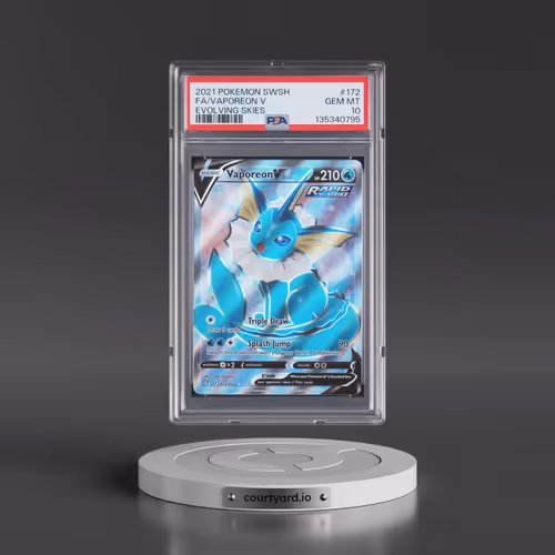 2021 Pokémon Sword & Shield Evolving Skies #172 Vaporeon V - Holo Full Art (PSA 10 GEM MINT)