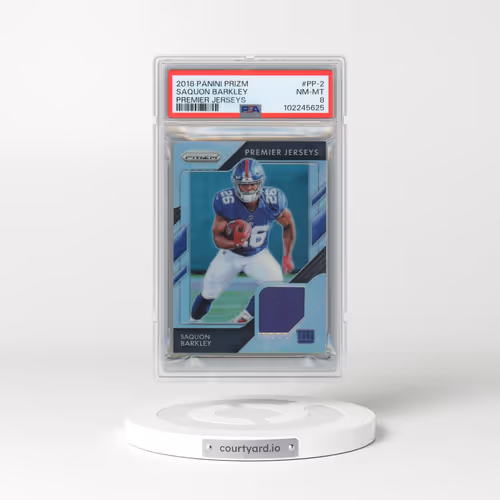 2018 Panini Prizm Premier Jerseys #PP-2 Saquon Barkley (PSA 8 NM-MT)