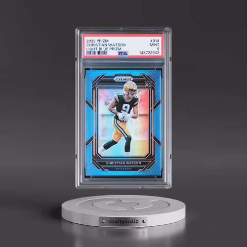 2022 Panini Prizm #314 Christian Watson - Light Blue Prizm (PSA 9 MINT)