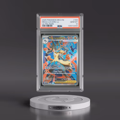 2025 Pokémon Meg EN-Mega Evolution #160 Mega Lucario EX - Holo Ultra Rare (PSA 10 GEM MINT)