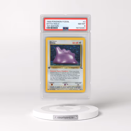 1999 Pokémon Fossil #3 Ditto - 1st Edition Holo (PSA 8 NM-MT)