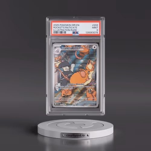 2025 Pokémon Dri EN-Destined Rivals #202 Team Rocket's Raticate - Illustration Rare (PSA 9 MINT)