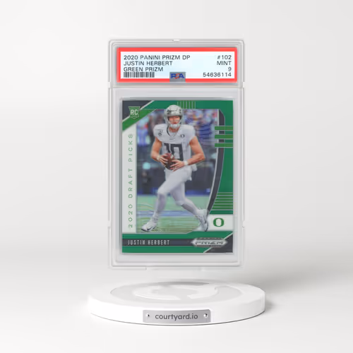2020 Panini Prizm Draft Picks #102 Justin Herbert - Green Prizm (PSA 9 MINT)