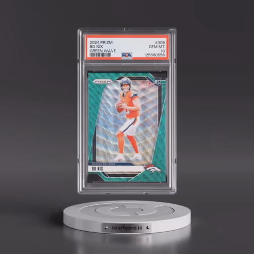 2024 Panini Prizm #309 Bo Nix - Green Wave (PSA 10 GEM MINT)