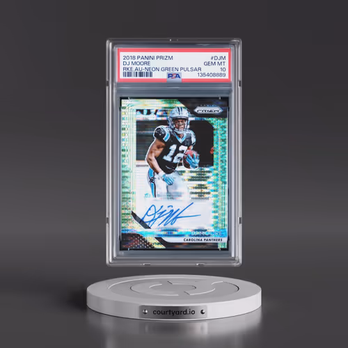 2018 Panini Prizm Rookie Autographs #DJM DJ Moore - Neon Green Pulsar (PSA 10 GEM MINT)