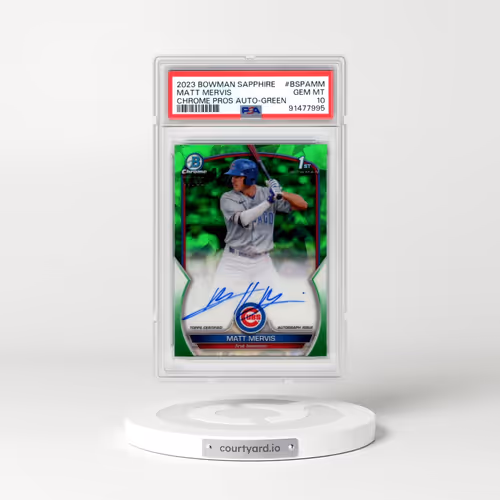 2023 Bowman Sapphire Edition Chrome Prospects Autographs #BSPAMM Matt Mervis - Green (PSA 10 GEM MINT)