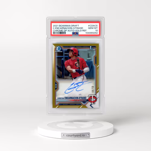 2021 Bowman Draft Chrome Draft Pick Autographs #CDACE Christian Encarnacion-Strand - Gold Refractor (PSA 10 GEM MINT)
