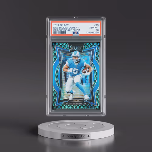 2024 Panini Select #45 David Montgomery - Dragon Scale Prizm (PSA 10 GEM MINT)