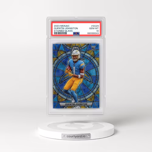 2023 Panini Mosaic Stained Glass #SG29 Quentin Johnston (PSA 10 GEM MINT)
