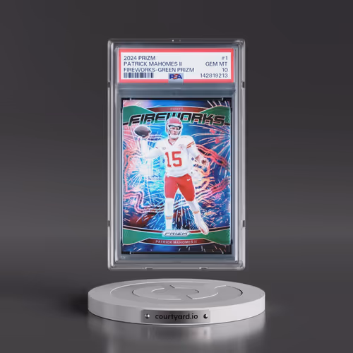 2024 Panini Prizm Fireworks #1 Patrick Mahomes II - Green Prizm (PSA 10 GEM MINT)