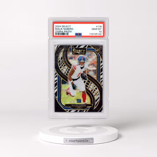2024 Panini Select #116 Malik Nabers - Zebra Prizm (PSA 10 GEM MINT)