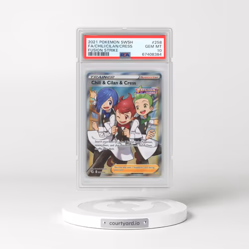 2021 Pokémon Sword & Shield Fusion Strike #258 Chili & Cilan & Cress - Full Art (PSA 10 GEM MINT)