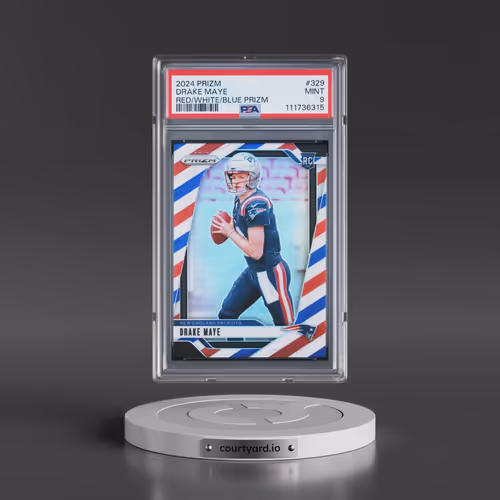 2024 Panini Prizm #329 Drake Maye - Red/White/Blue Prizm (PSA 9 MINT)