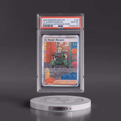 2025 Pokémon Meg EN-Mega Evolution #185 LT. Surge's Bargain - Special Illustration Rare (PSA 10 GEM