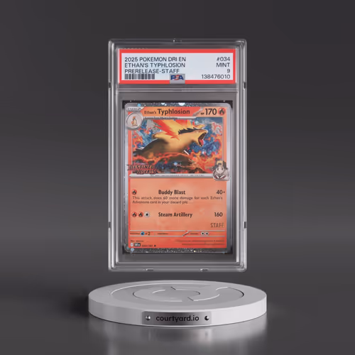 2025 Pokémon Dri EN-Destined Rivals #034 Ethan's Typhlosion - Prerelease-Staff (PSA 9 MINT)