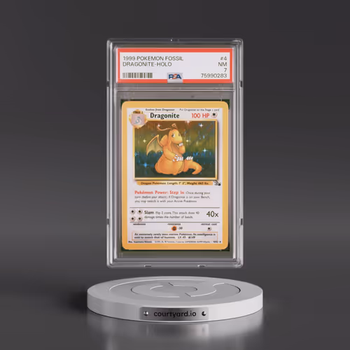 1999 Pokémon Fossil #4 Dragonite - Holo (PSA 7 NM)