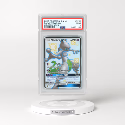 2019 Pokémon Sun & Moon Hidden Fates #SV59 Mewtwo GX - Holo Full Art (PSA 9 MINT)
