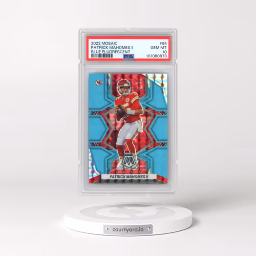 2022 Panini Mosaic #94 Patrick Mahomes II - Blue Fluorescent (PSA 10 GEM MINT)