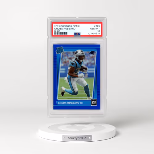 2021 Panini Donruss Optic #225 Chuba Hubbard - Blue (PSA 10 GEM MINT)
