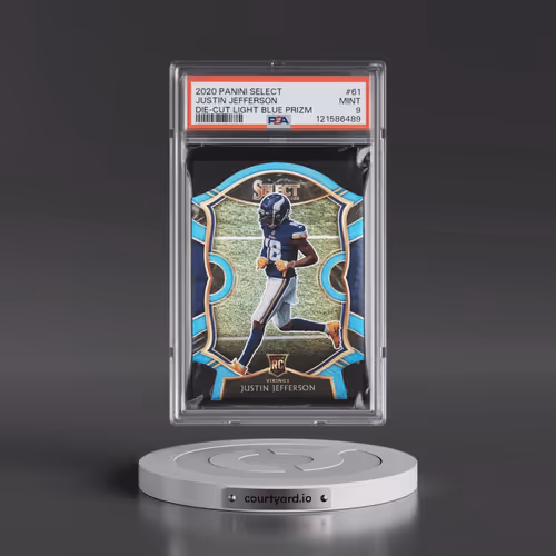 2020 Panini Select #61 Justin Jefferson - Die-Cut Light Blue Prizm (PSA 9 MINT)