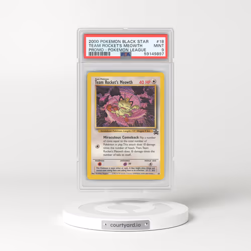 1999 Black Star Promos #18 Team Rocket's Meowth - Pokémon League (PSA 9 MINT)