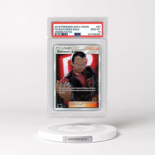 2019 Pokémon Sun & Moon Hidden Fates #67 Giovanni's Exile - Full Art (PSA 10 GEM MINT)