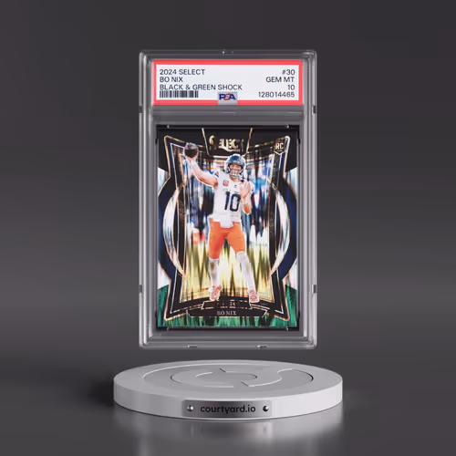 2024 Panini Select #30 Bo Nix - Black & Green Shock (PSA 10 GEM MINT)