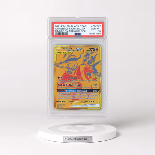 2021 Pokémon SM Black Star Promo #SM247 Reshiram & Charizard GX - Holo Full Art Reshiram & Charizard
