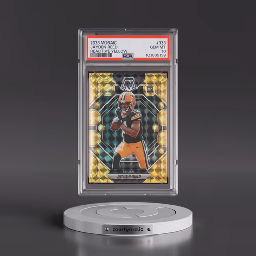 2023 Panini Mosaic #333 Jayden Reed - Reactive Yellow (PSA 10 GEM MINT)