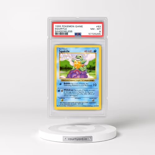 1999 Pokémon Game #63 Squirtle - Shadowless (PSA 8 NM-MT)