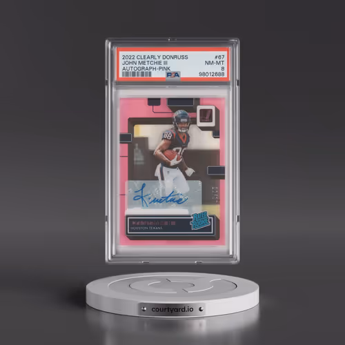 2022 Panini Clearly Donruss #67 John Metchie III - Autograph-Pink (PSA 8 NM-MT)