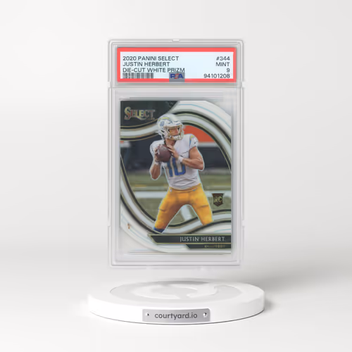 2020 Panini Select #344 Justin Herbert - Die-Cut White Prizm (PSA 9 MINT)