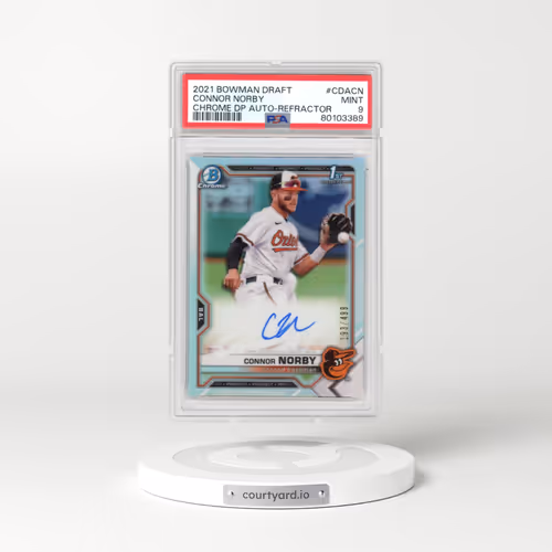 2021 Bowman Draft Chrome Draft Pick Autographs #CDACN Connor Norby - Refractor (PSA 9 MINT)