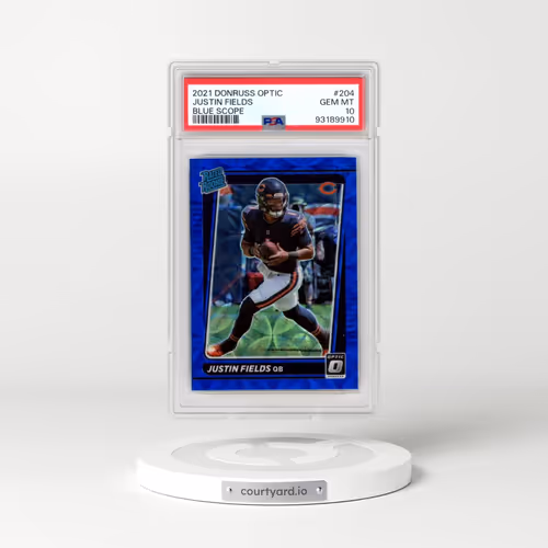 2021 Panini Donruss Optic #204 Justin Fields - Blue Scope (PSA 10 GEM MINT)