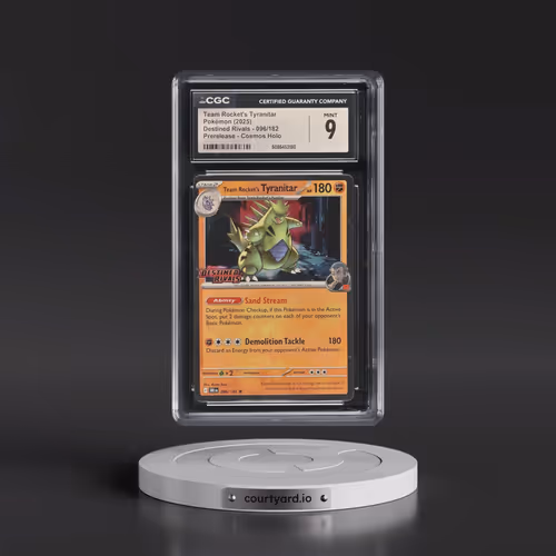 2025 Destined Rivals - DRI EN #096/182 Team Rocket's Tyranitar - Prerelease Cosmos Holo (CGC 9 MINT)