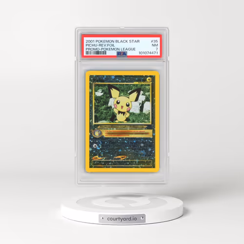 2001 Pokémon Promo Black Star #35 Pichu - Reverse Foil Pokemon League (PSA 7 NM)