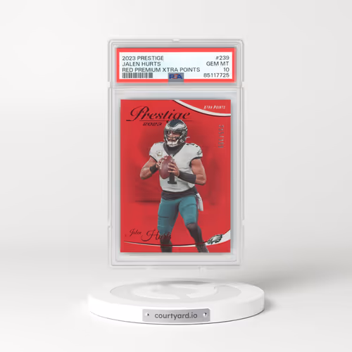 2023 Panini Prestige #239 Jalen Hurts - Red Premium Xtra Points (PSA 10 GEM MINT)