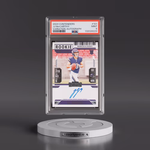 2024 Panini Contenders #101 JJ McCarthy - Variation-Autograph (PSA 9 MINT)