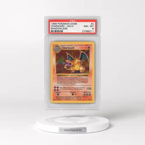 1999 Pokémon Game #4 Charizard - Holo Shadowless (PSA 8 NM-MT)