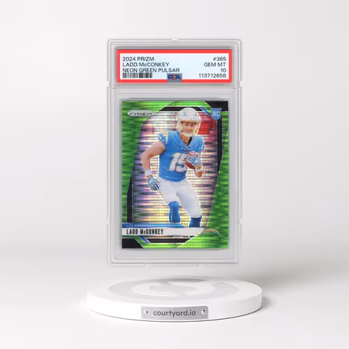 2024 Panini Prizm #365 Ladd McConkey - Neon Green Pulsar (PSA 10 GEM MINT)