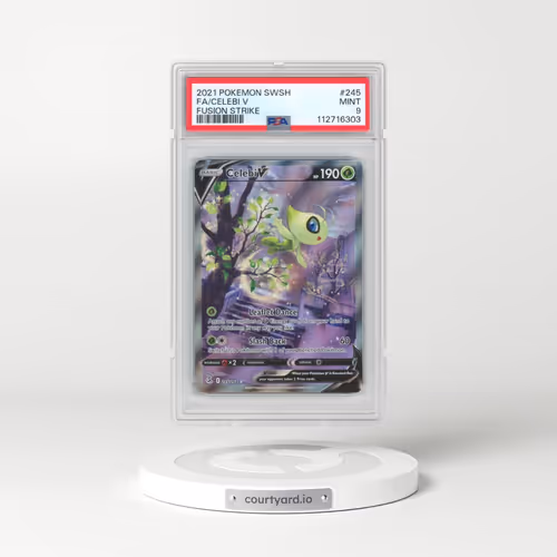 2021 Pokémon Sword & Shield Fusion Strike #245 Celebi V - Holo Full Art (PSA 9 MINT)