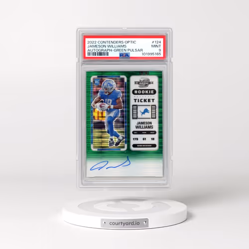 2022 Panini Contenders Optic #124 Jameson Williams - Autograph-Green Pulsar (PSA 9 MINT)
